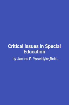 Critical Issues in Special Education