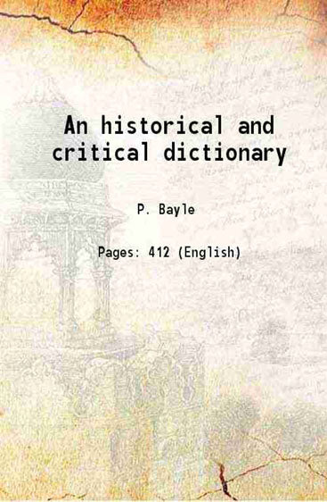 An historical and critical dictionary
